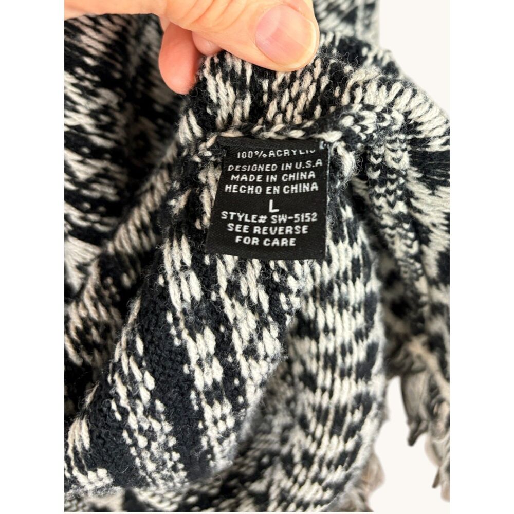 I Joah Boho Nordic Geometric Fringe Cardigan Wrap L